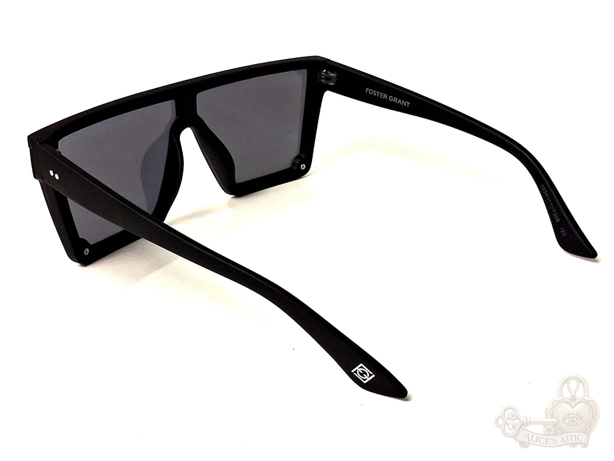 Foster Grant Flat Top Shield Sunglasses Matte Black Oversized Unisex Eyewear - Image 4