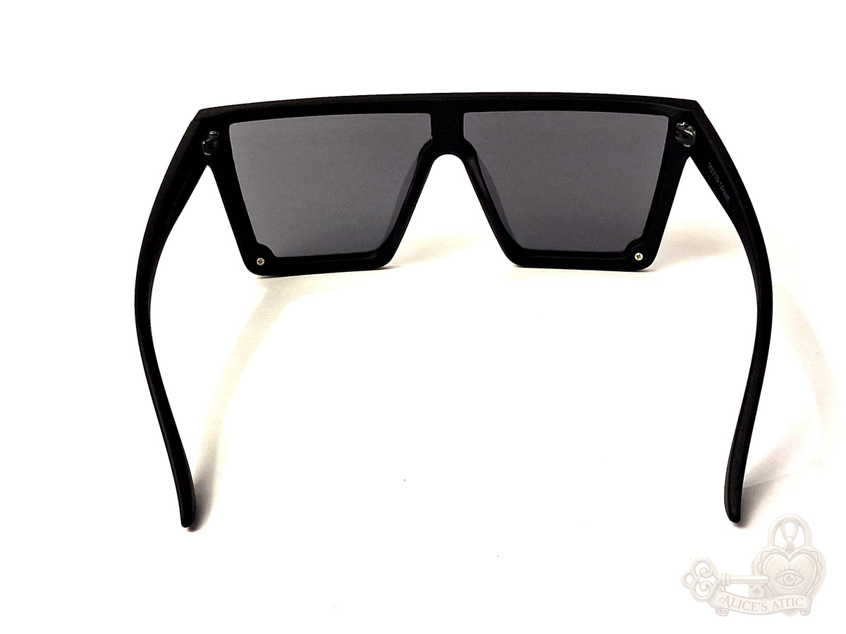 Foster Grant Flat Top Shield Sunglasses Matte Black Oversized Unisex Eyewear - Image 5