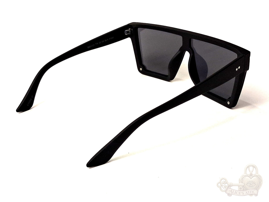 Foster Grant Flat Top Shield Sunglasses Matte Black Oversized Unisex Eyewear - Image 6