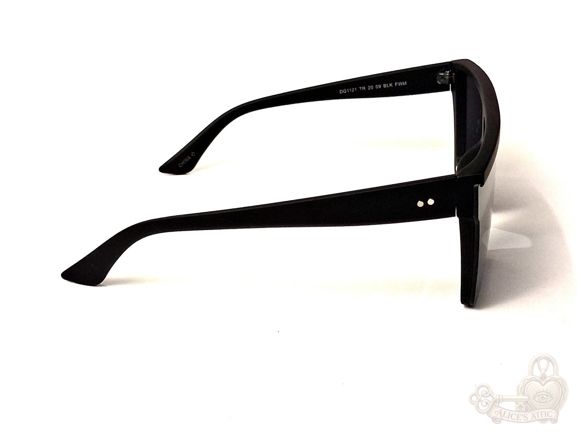 Foster Grant Flat Top Shield Sunglasses Matte Black Oversized Unisex Eyewear - Image 7