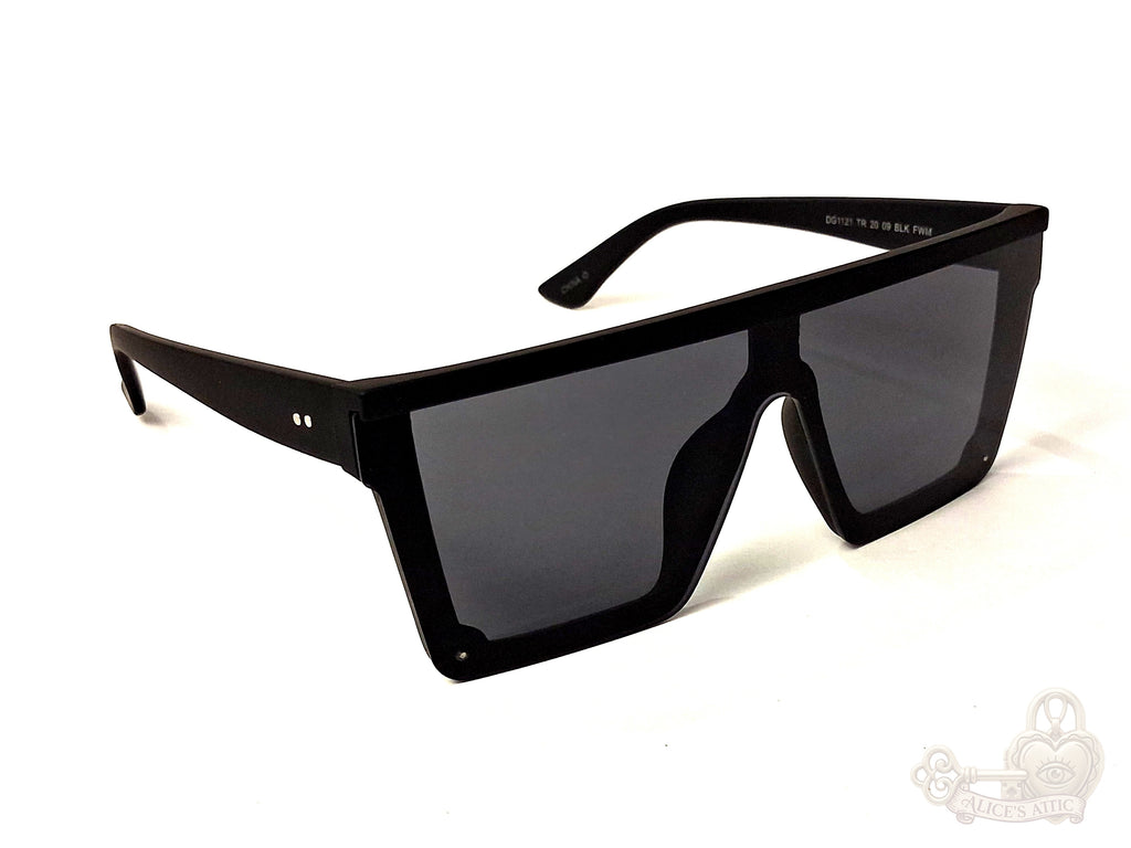 Foster Grant Flat Top Shield Sunglasses Matte Black Oversized Unisex Eyewear - Image 8
