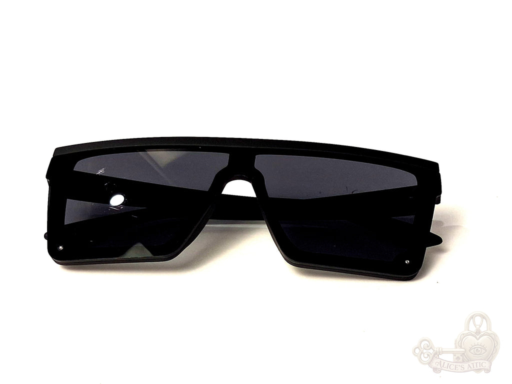 Foster Grant Flat Top Shield Sunglasses Matte Black Oversized Unisex Eyewear - Image 9