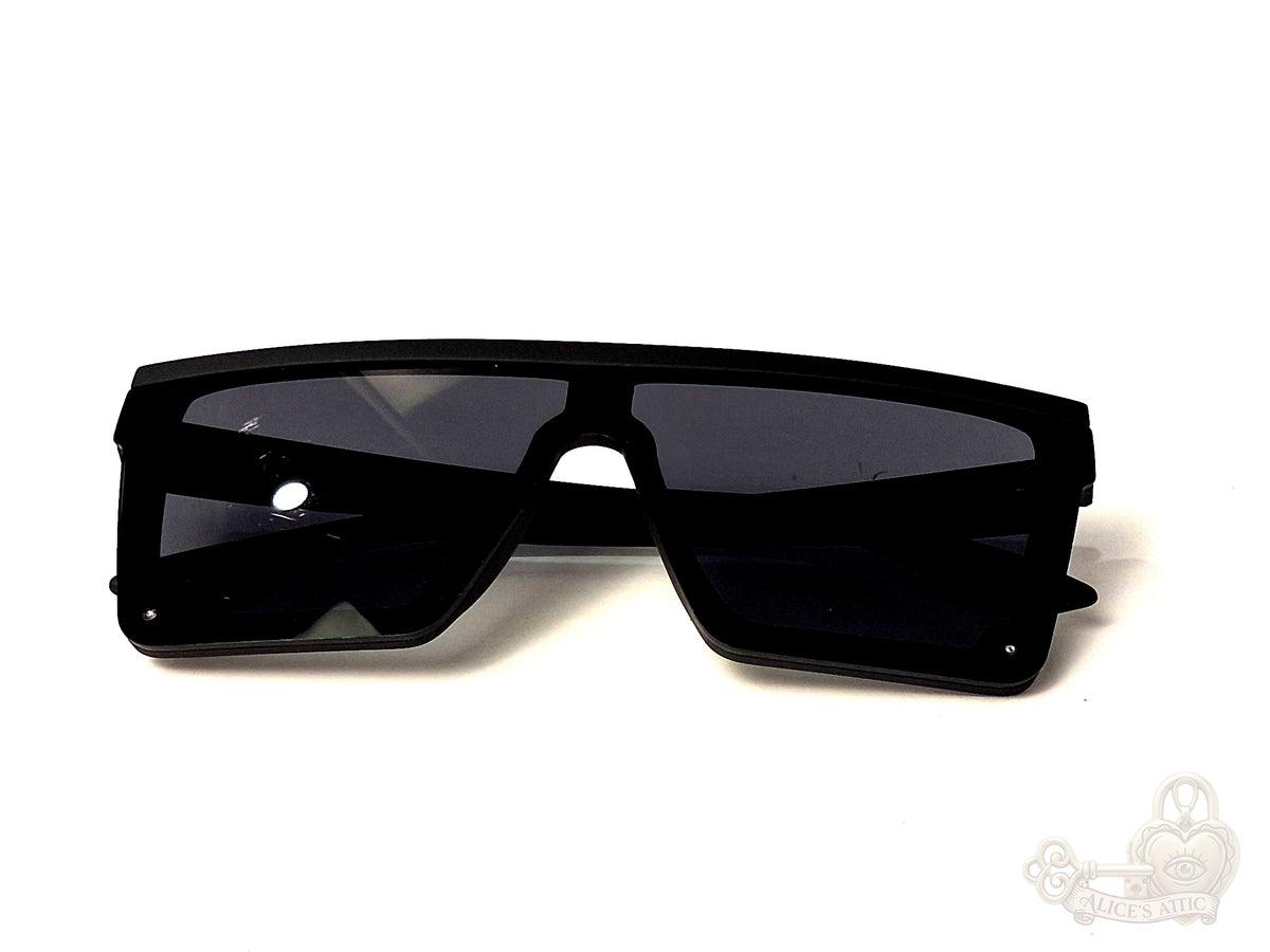Foster Grant Flat Top Shield Sunglasses Matte Black Oversized Unisex Eyewear - Image 9