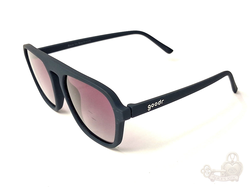 Goodr Retro G Deja Vu Daydream Flat-Top UV400 Sunglasses Navy Blue Pink Fade - Image 2