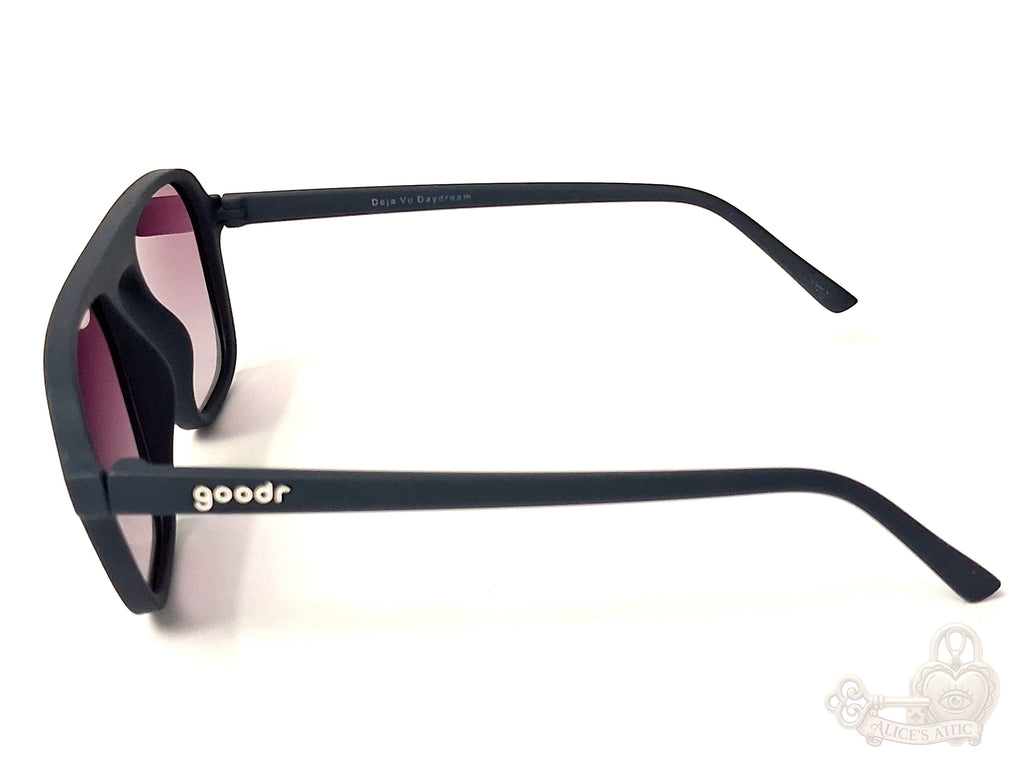 Goodr Retro G Deja Vu Daydream Flat-Top UV400 Sunglasses Navy Blue Pink Fade - Image 3