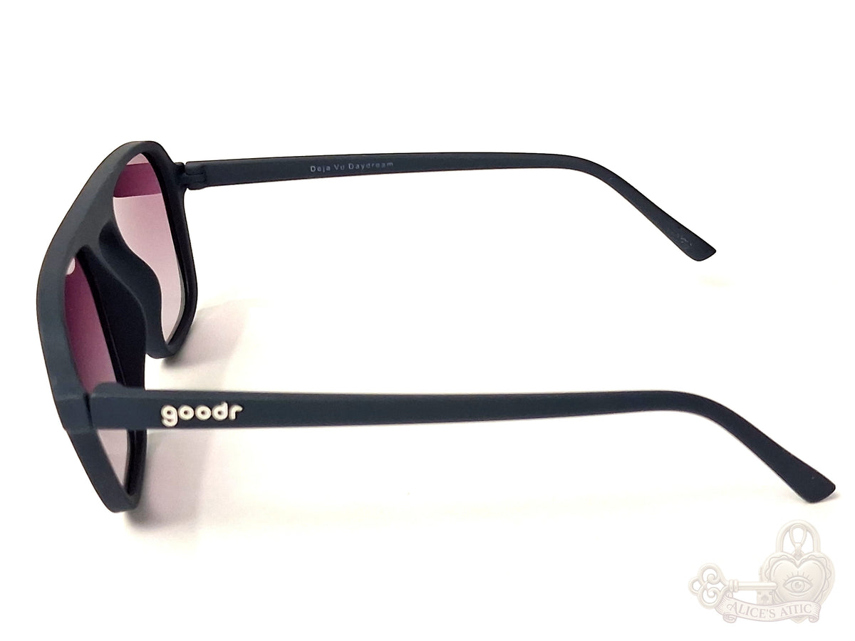 Goodr Retro G Deja Vu Daydream Flat-Top UV400 Sunglasses Navy Blue Pink Fade - Image 3