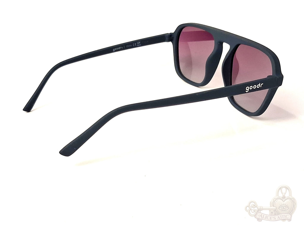 Goodr Retro G Deja Vu Daydream Flat-Top UV400 Sunglasses Navy Blue Pink Fade - Image 6