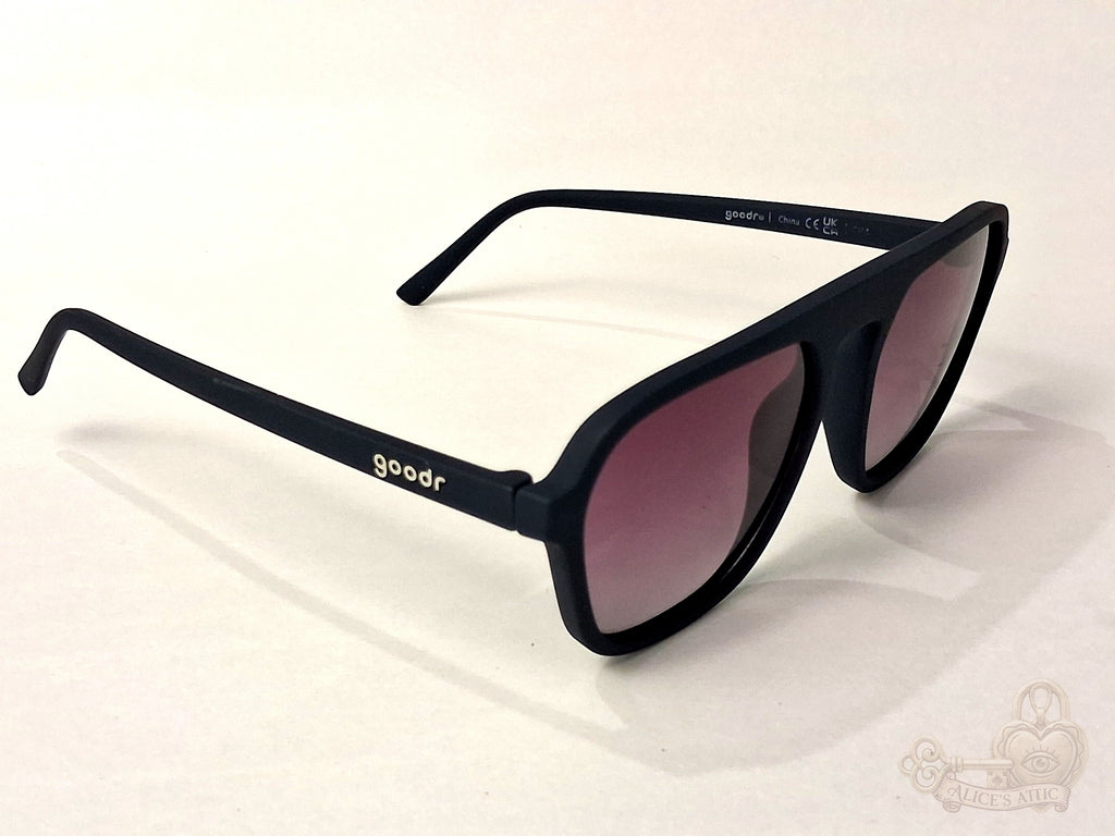 Goodr Retro G Deja Vu Daydream Flat-Top UV400 Sunglasses Navy Blue Pink Fade - Image 8