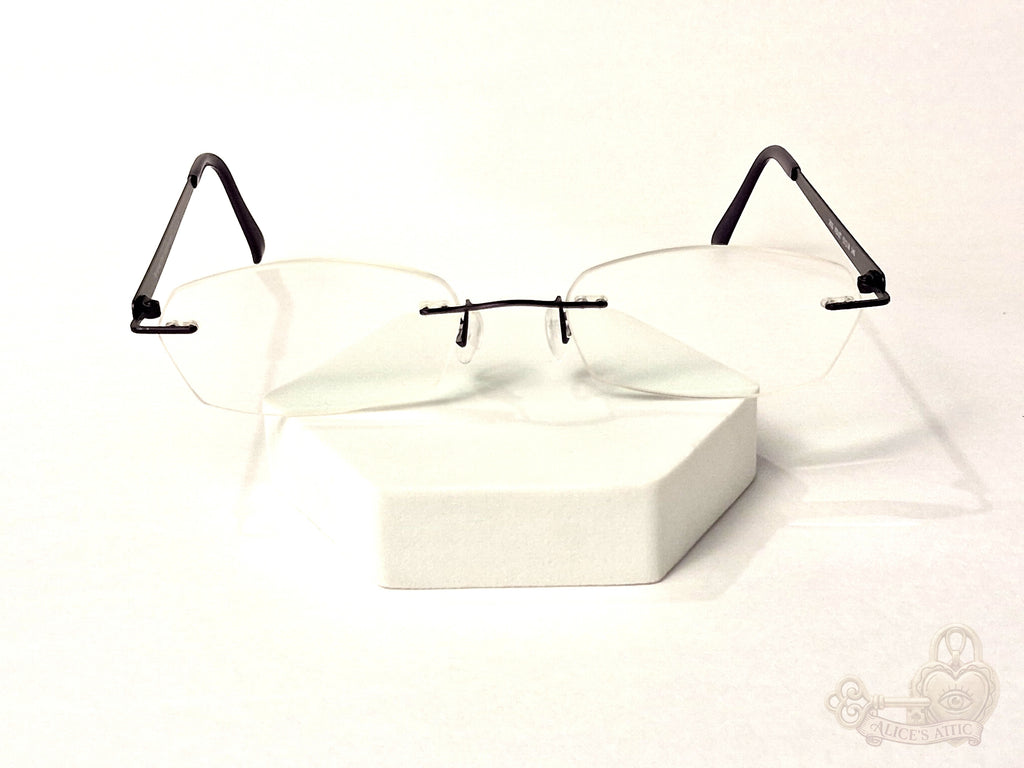 Götti Perspective Rimless Eyeglasses Black Metal Korea Violet Optical Frames - Image 1