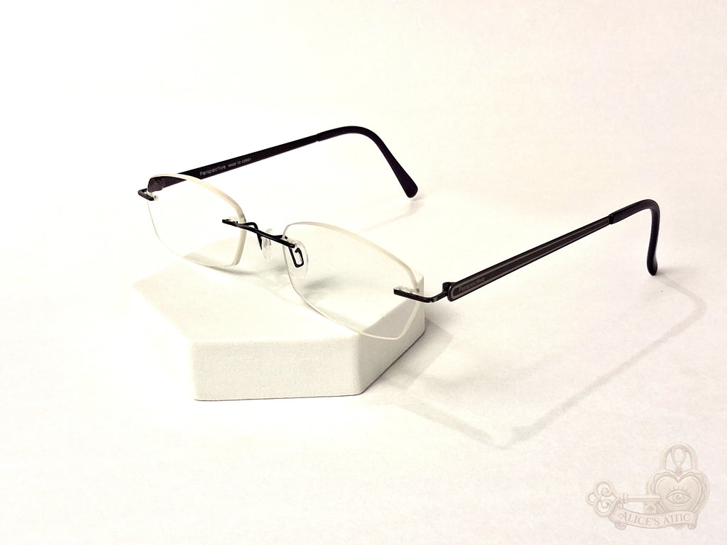 Götti Perspective Rimless Eyeglasses Black Metal Korea Violet Optical Frames - Image 2