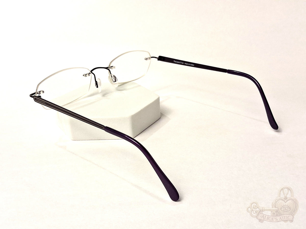 Götti Perspective Rimless Eyeglasses Black Metal Korea Violet Optical Frames - Image 4
