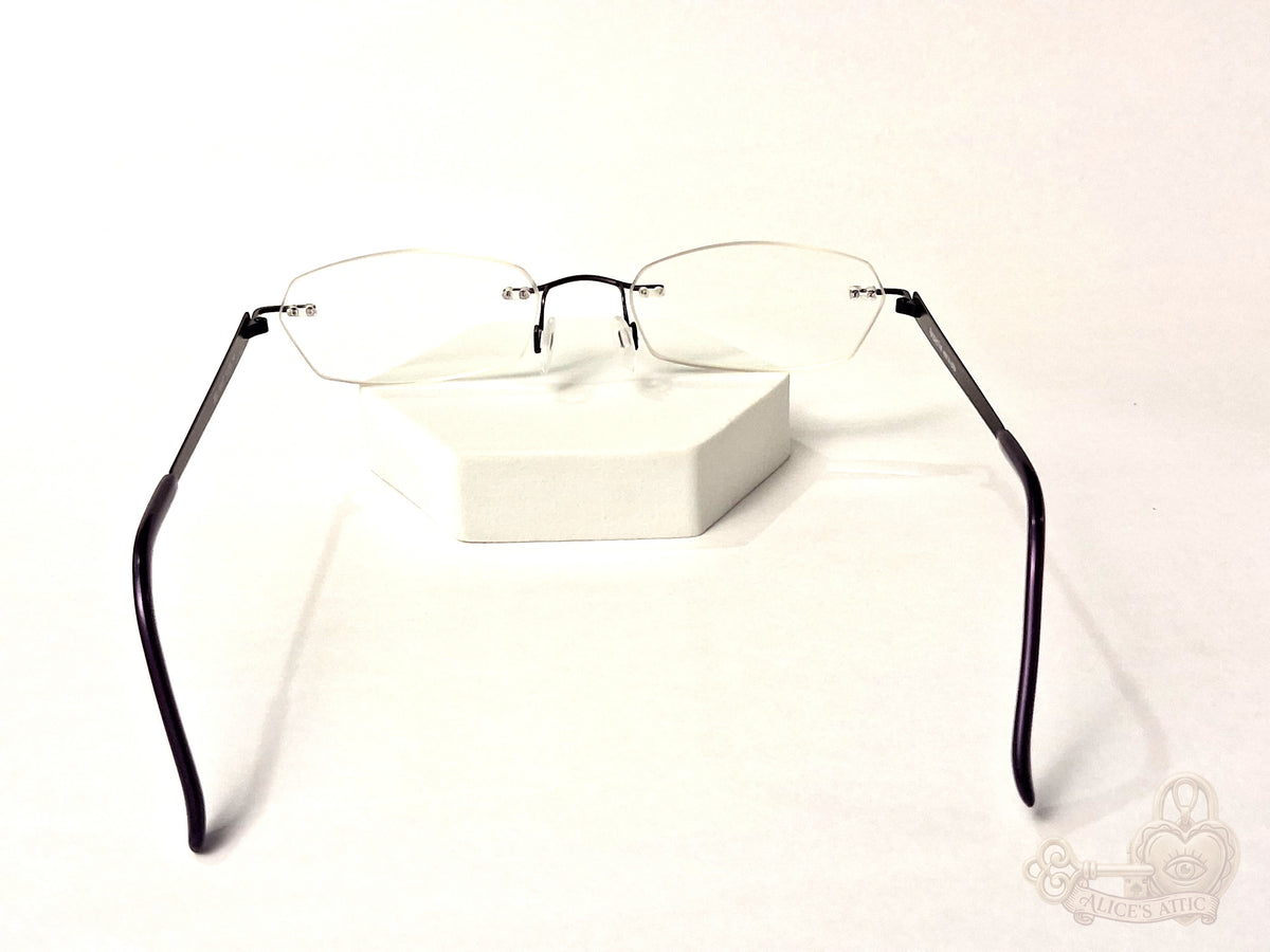 Götti Perspective Rimless Eyeglasses Black Metal Korea Violet Optical Frames - Image 5
