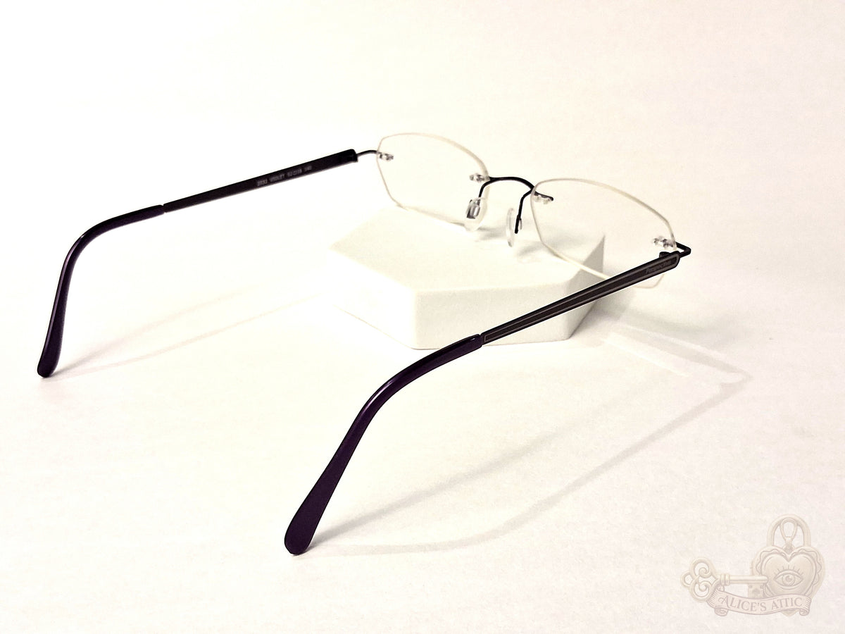 Götti Perspective Rimless Eyeglasses Black Metal Korea Violet Optical Frames - Image 6