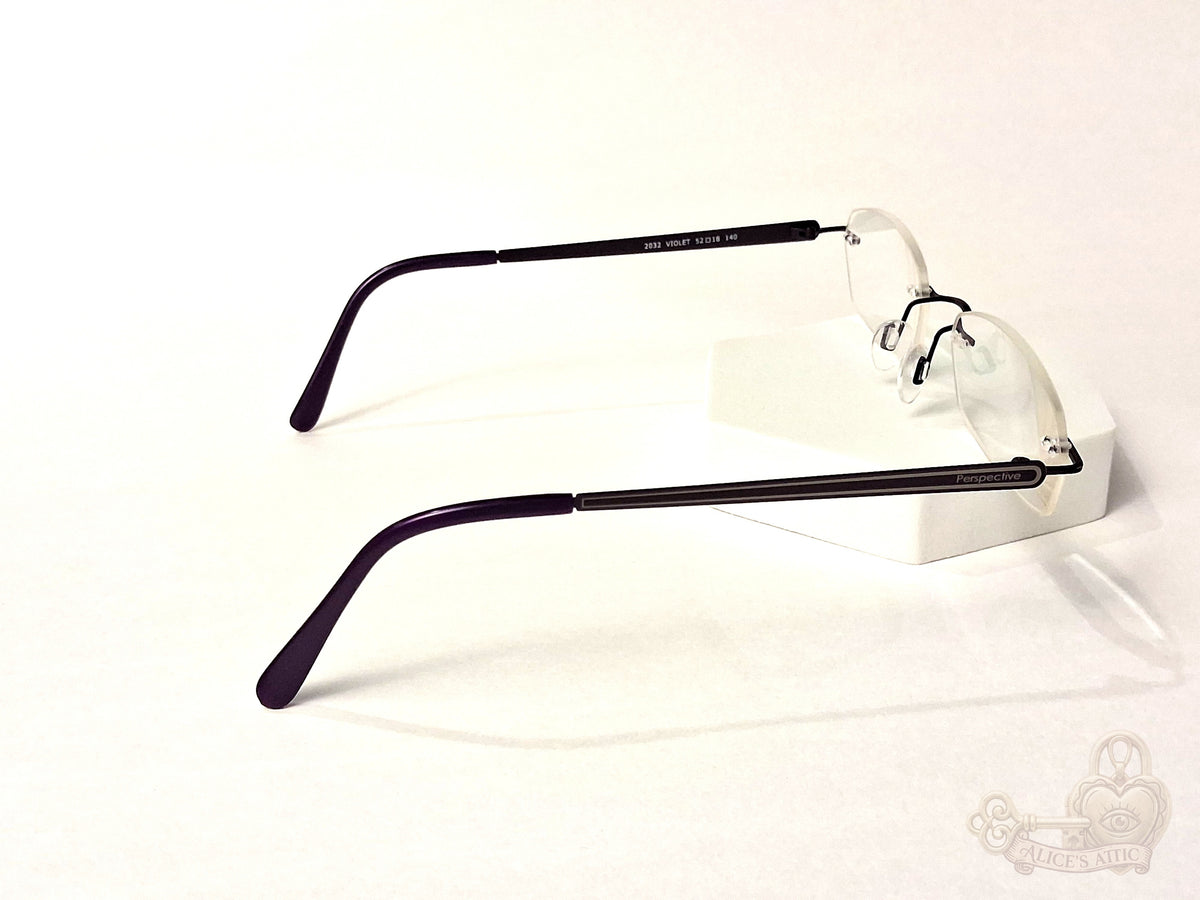Götti Perspective Rimless Eyeglasses Black Metal Korea Violet Optical Frames - Image 7