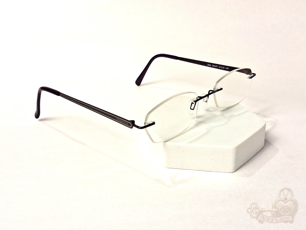 Götti Perspective Rimless Eyeglasses Black Metal Korea Violet Optical Frames - Image 8