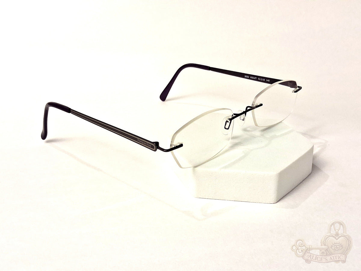 Götti Perspective Rimless Eyeglasses Black Metal Korea Violet Optical Frames - Image 8