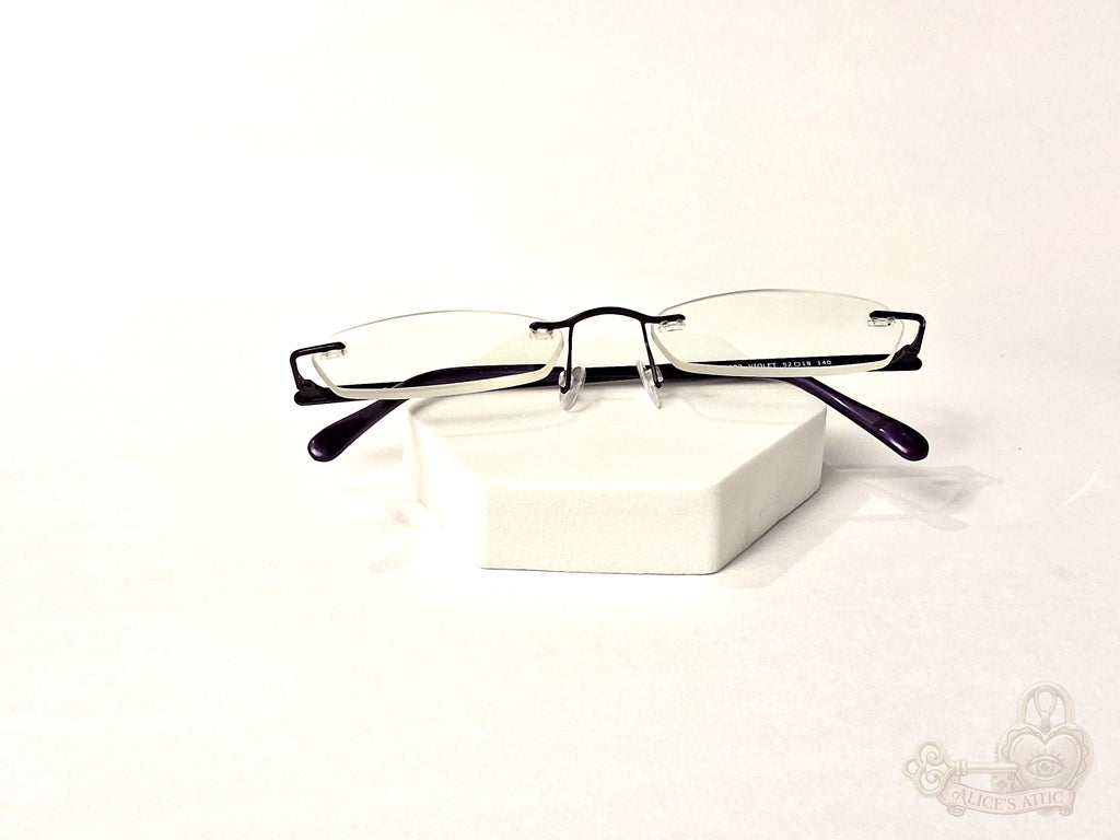 Götti Perspective Rimless Eyeglasses Black Metal Korea Violet Optical Frames - Image 9