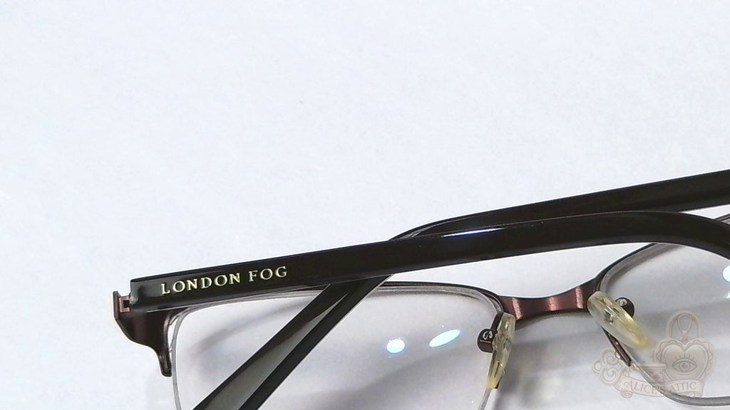 London Fog Semi-Rimless Rectangular Eyeglass Brown Plaid Designer Optical Frames - Image 10