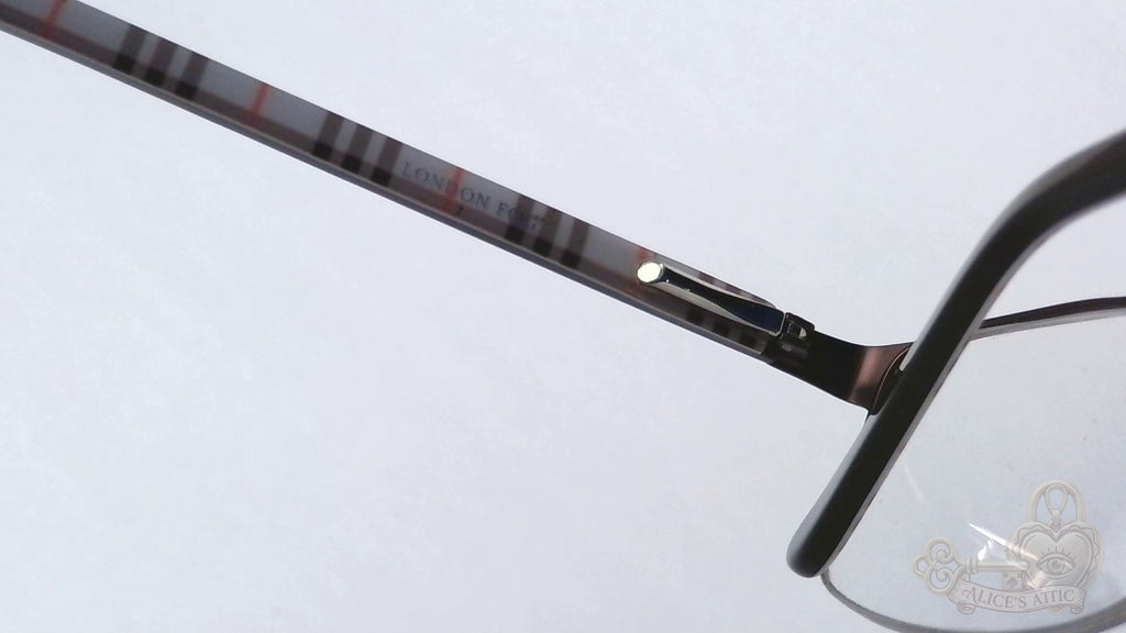 London Fog Semi-Rimless Rectangular Eyeglass Brown Plaid Designer Optical Frames - Image 12