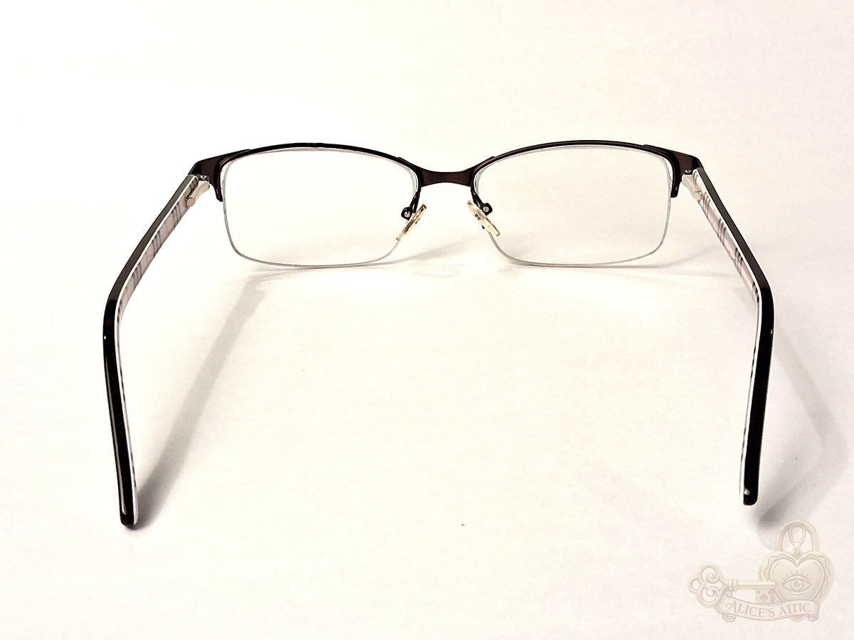 London Fog Semi-Rimless Rectangular Eyeglass Brown Plaid Designer Optical Frames - Image 5