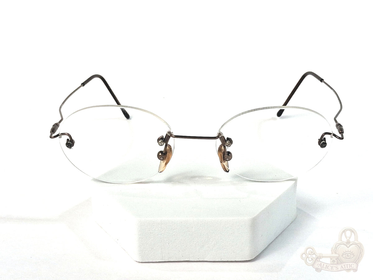 Marco Polo Italy Vintage Bronze Round Rimless Eyeglass Frames 46-18-140 - Image 1