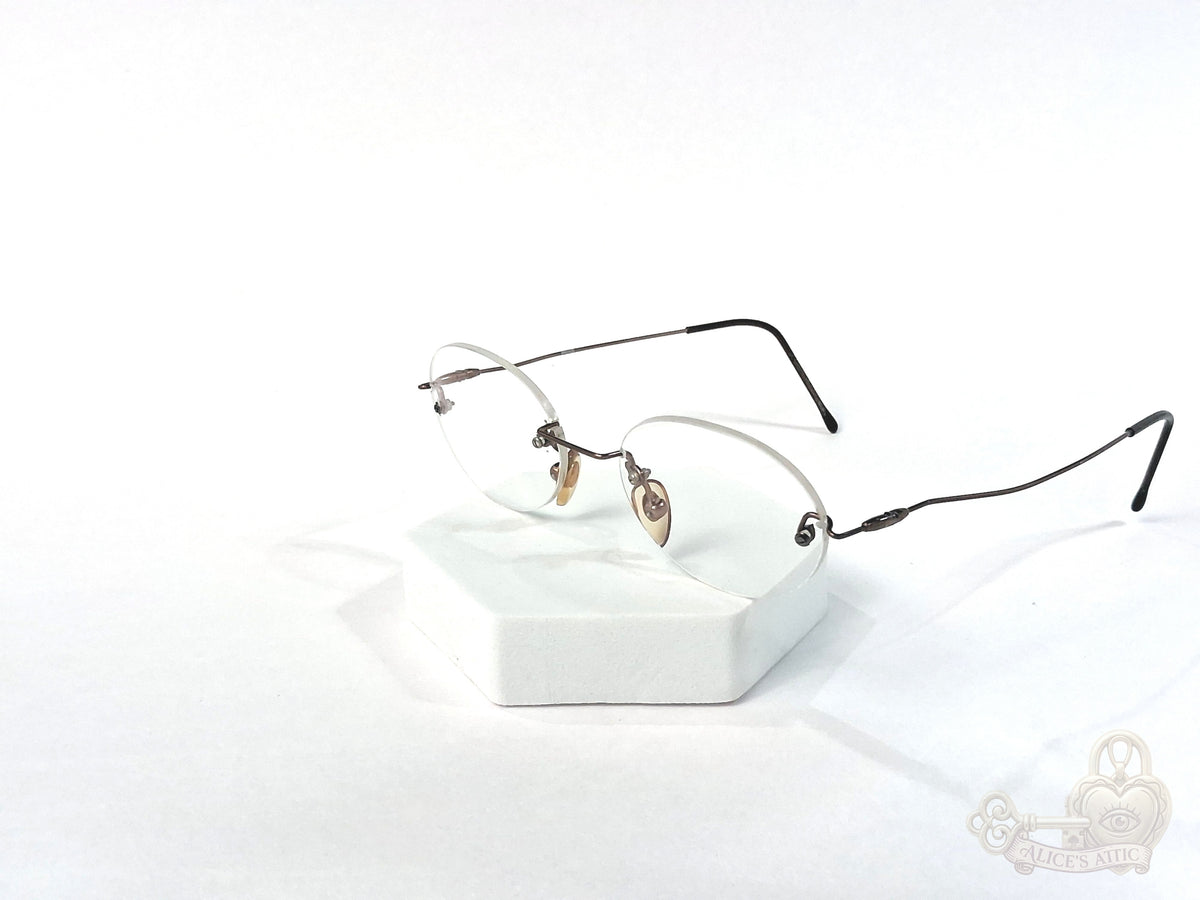 Marco Polo Italy Vintage Bronze Round Rimless Eyeglass Frames 46-18-140 - Image 2