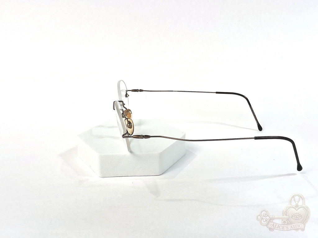 Marco Polo Italy Vintage Bronze Round Rimless Eyeglass Frames 46-18-140 - Image 3
