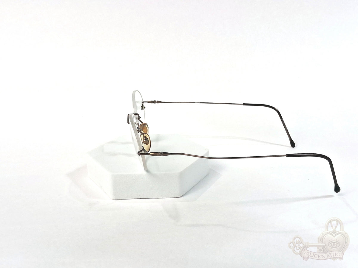 Marco Polo Italy Vintage Bronze Round Rimless Eyeglass Frames 46-18-140 - Image 3