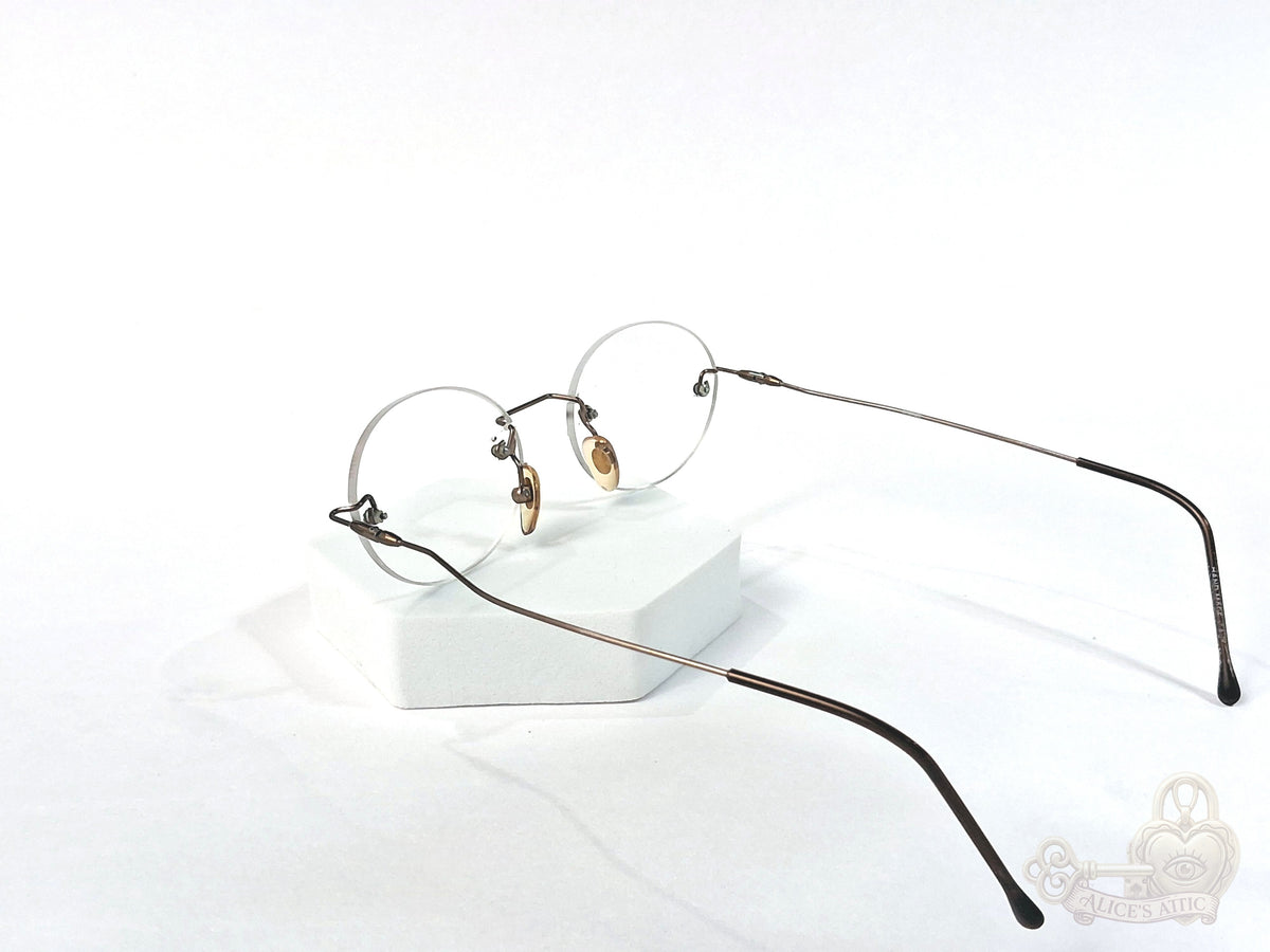 Marco Polo Italy Vintage Bronze Round Rimless Eyeglass Frames 46-18-140 - Image 4