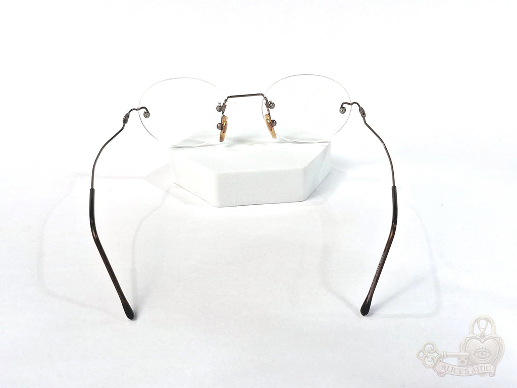 Marco Polo Italy Vintage Bronze Round Rimless Eyeglass Frames 46-18-140 - Image 5