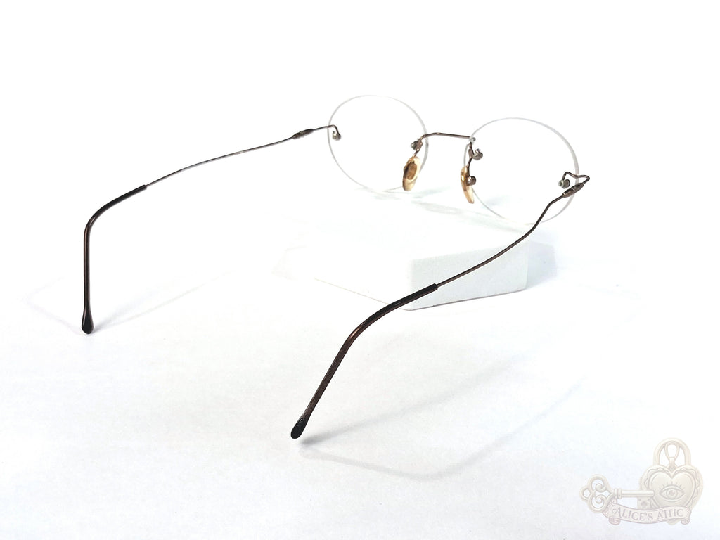 Marco Polo Italy Vintage Bronze Round Rimless Eyeglass Frames 46-18-140 - Image 6