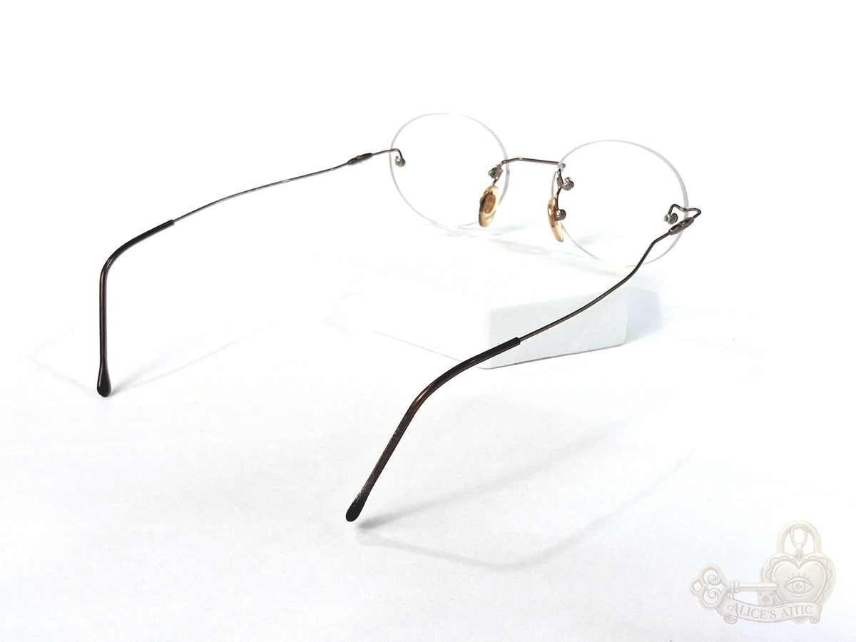 Marco Polo Italy Vintage Bronze Round Rimless Eyeglass Frames 46-18-140 - Image 6