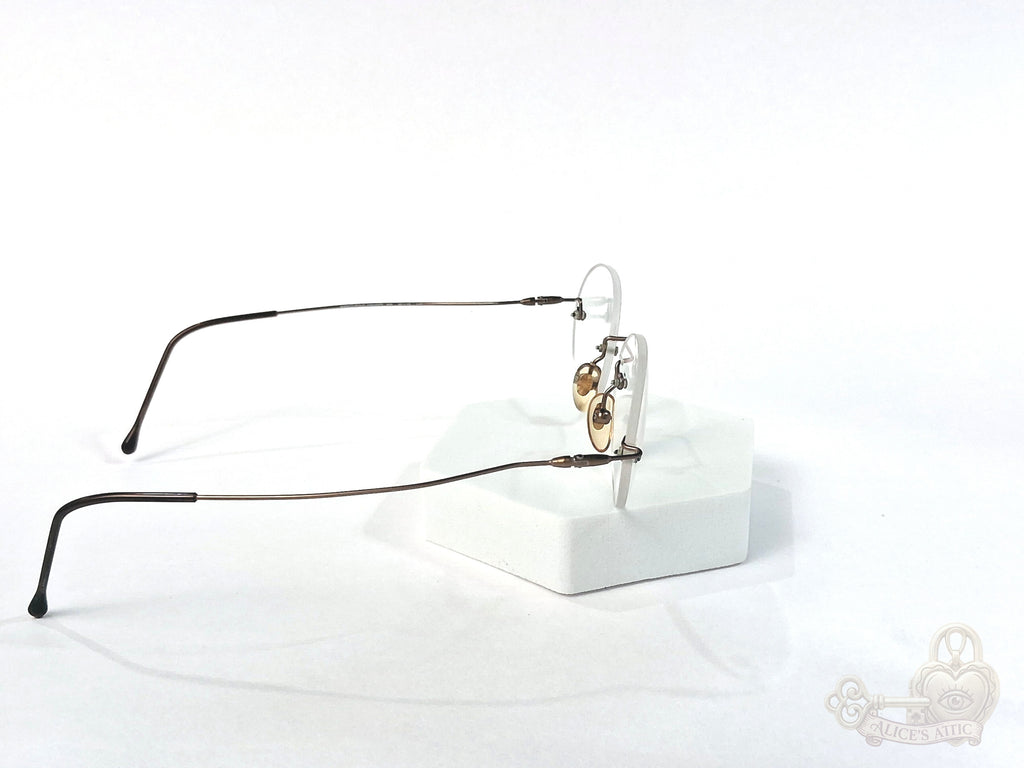 Marco Polo Italy Vintage Bronze Round Rimless Eyeglass Frames 46-18-140 - Image 7