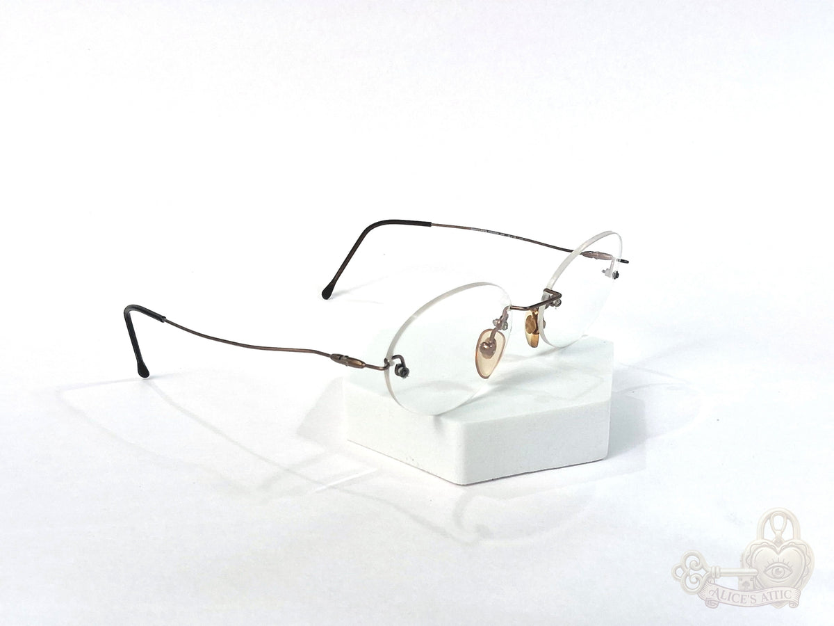 Marco Polo Italy Vintage Bronze Round Rimless Eyeglass Frames 46-18-140 - Image 8