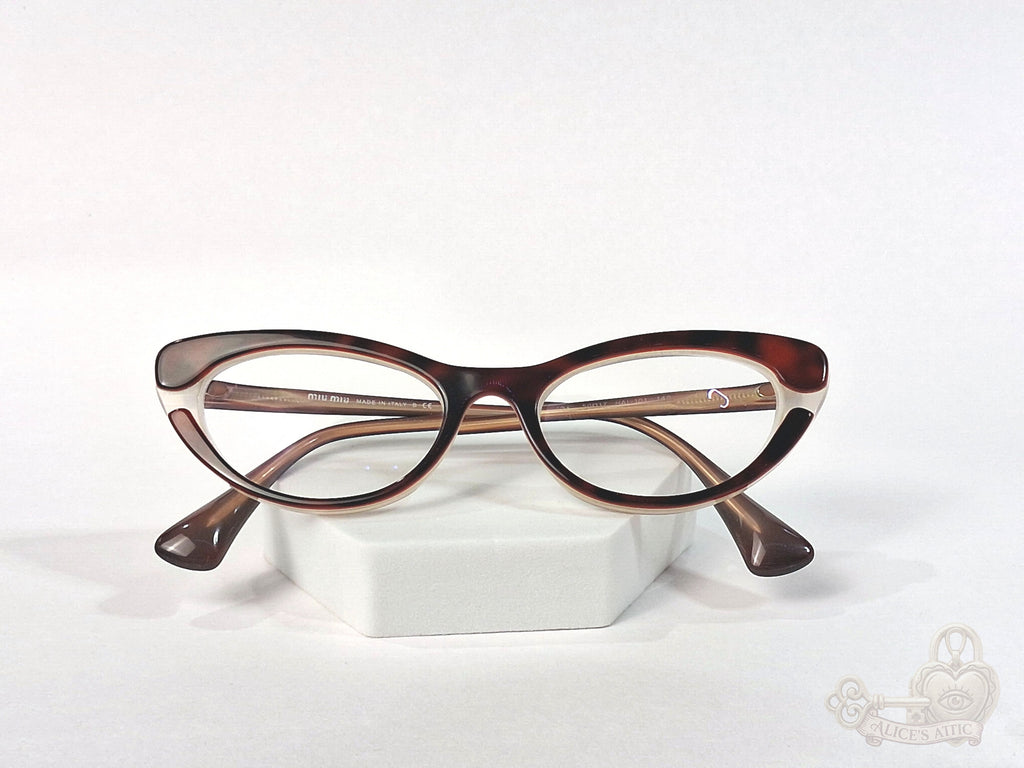 Miu Miu Made in Italy Tortoiseshell Cat Eye Eyeglass Frames - Image 9