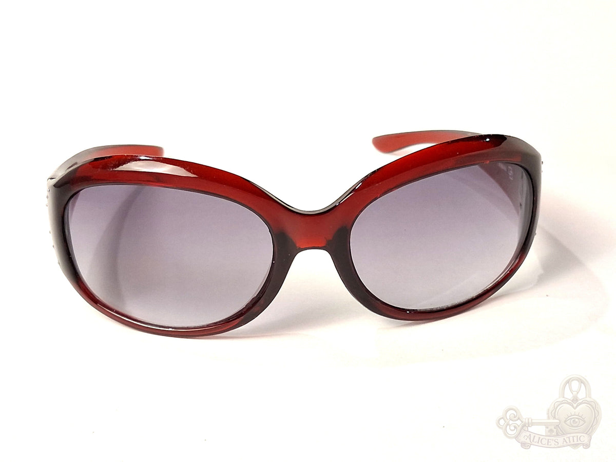 Mossimo 5506/S Oversized Y2K Sunglasses Translucent Red Rhinestone - Image 1