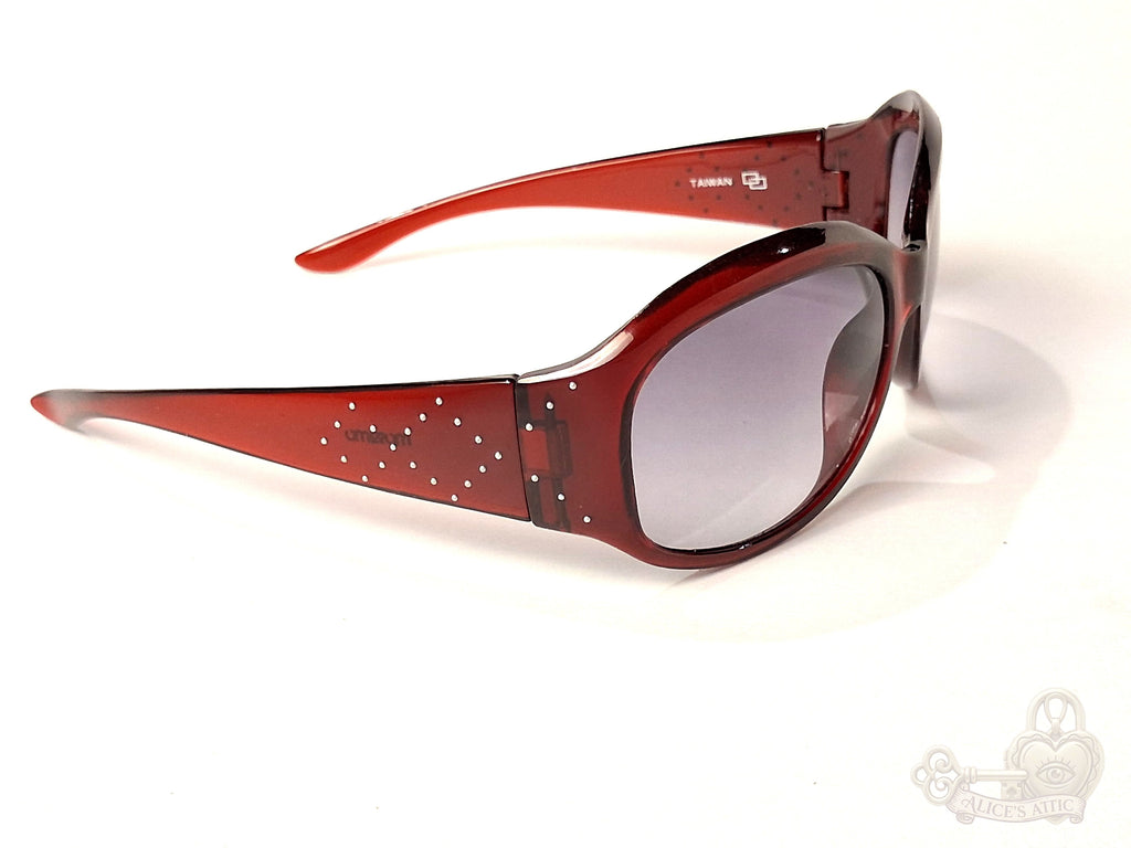 Mossimo 5506/S Oversized Y2K Sunglasses Translucent Red Rhinestone - Image 2