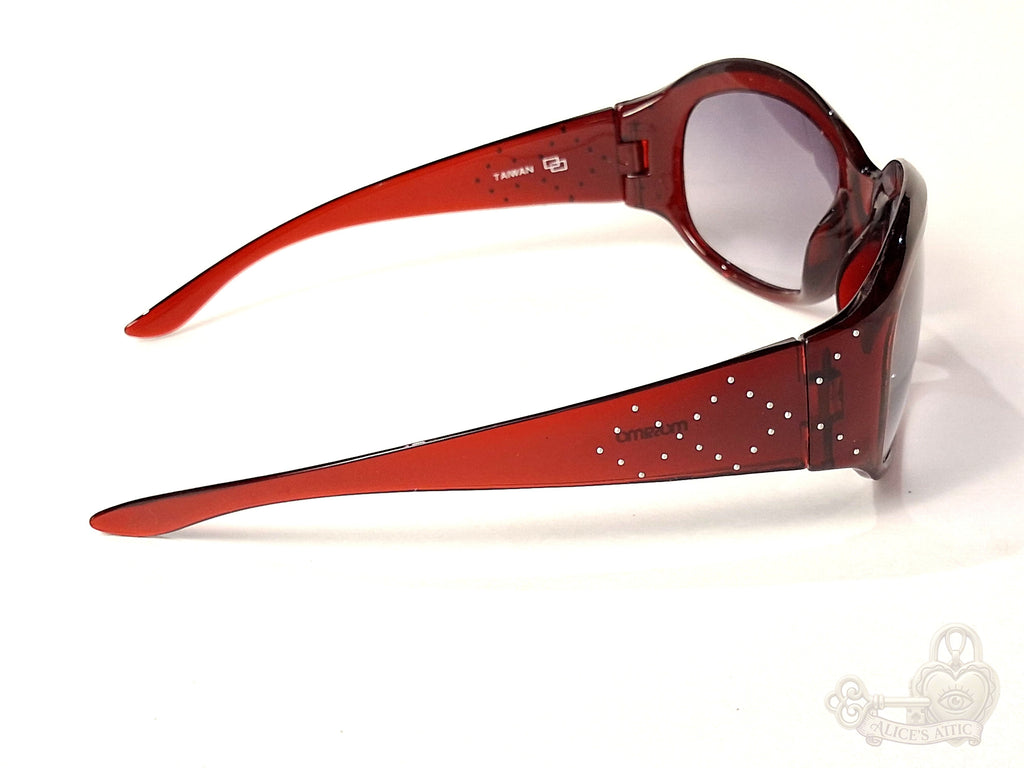 Mossimo 5506/S Oversized Y2K Sunglasses Translucent Red Rhinestone - Image 3