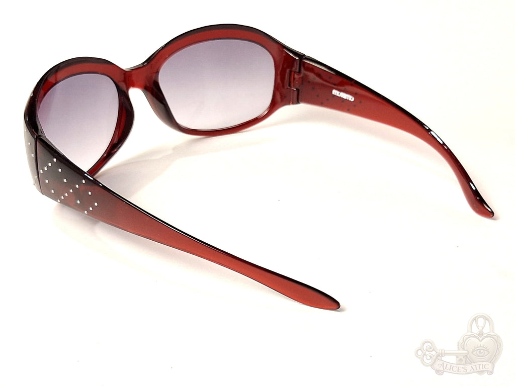 Mossimo 5506/S Oversized Y2K Sunglasses Translucent Red Rhinestone - Image 6