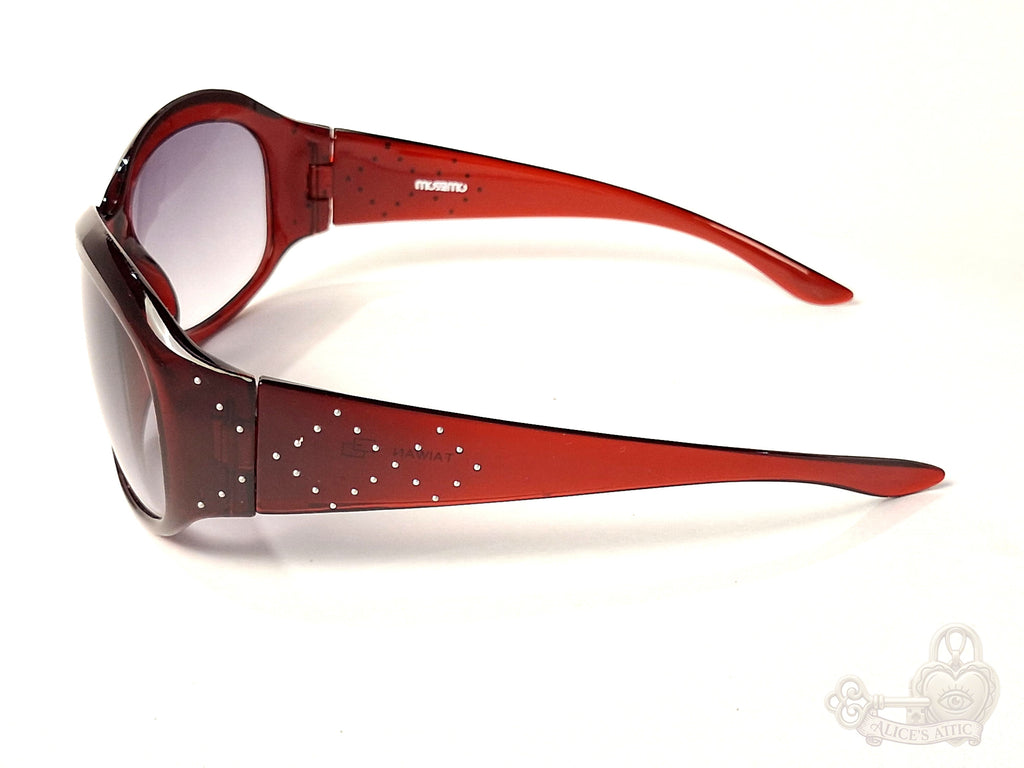 Mossimo 5506/S Oversized Y2K Sunglasses Translucent Red Rhinestone - Image 7