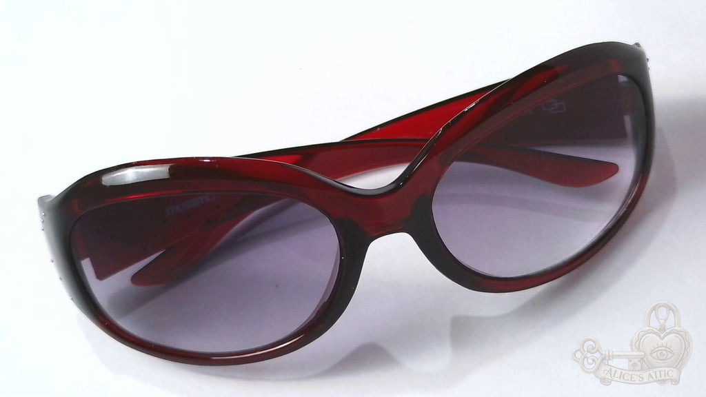 Mossimo 5506/S Oversized Y2K Sunglasses Translucent Red Rhinestone - Image 9