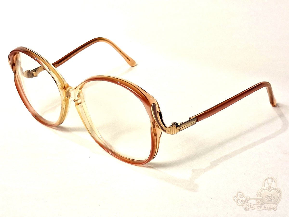 Marine Optical Vintage 1980s Made in France Oversized Peach Translucent Frames - Image 2