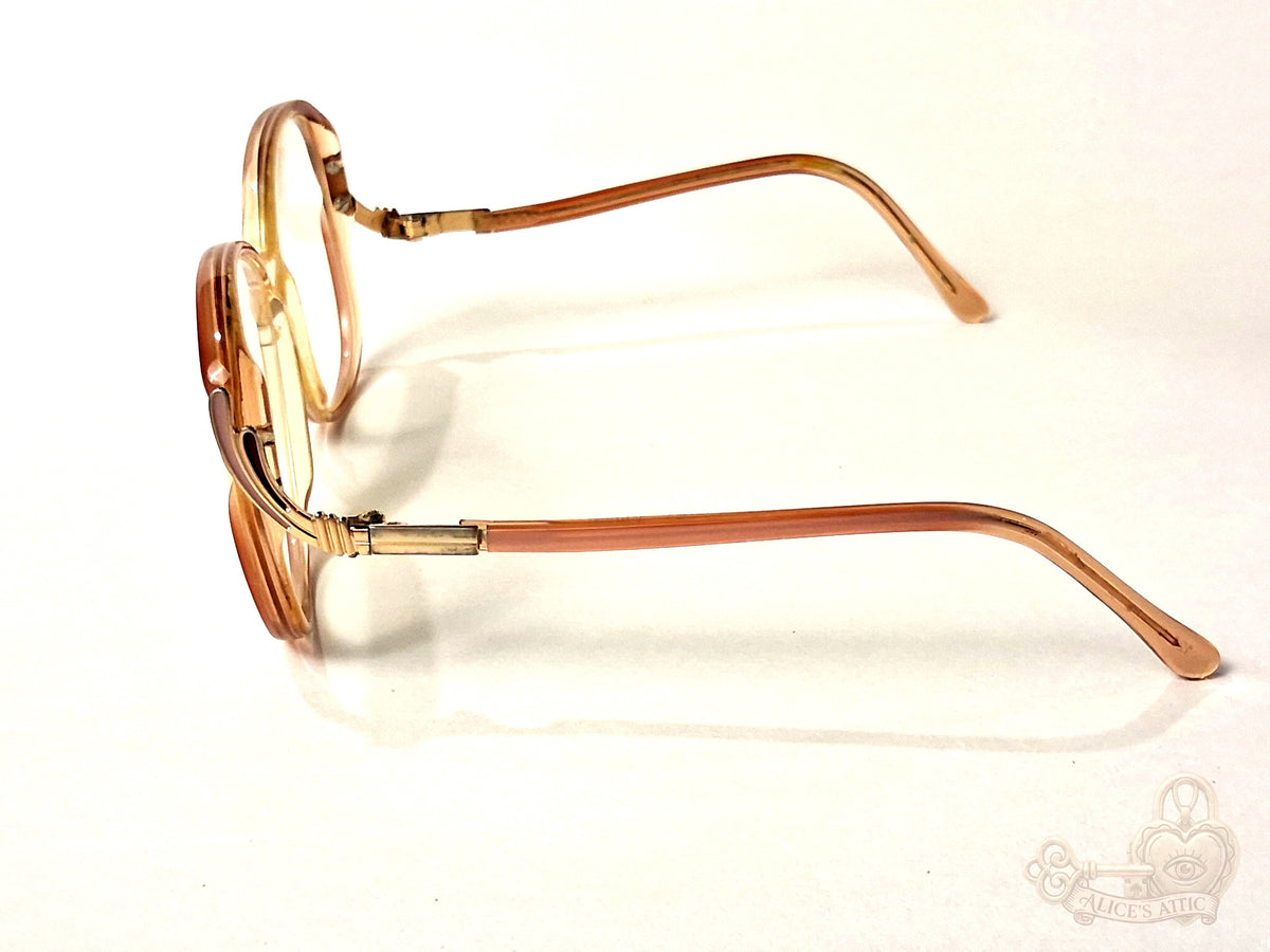Marine Optical Vintage 1980s Made in France Oversized Peach Translucent Frames - Image 3