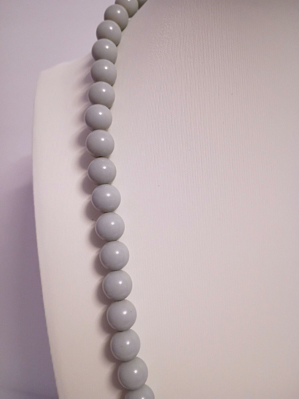 Vintage Light Gray Neutral Color Resin Beaded Necklace Work or Play for Holidays