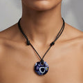 Vintage Murano Pretty Round Pendant Necklace, Navy Blue, Lavender Millefiori