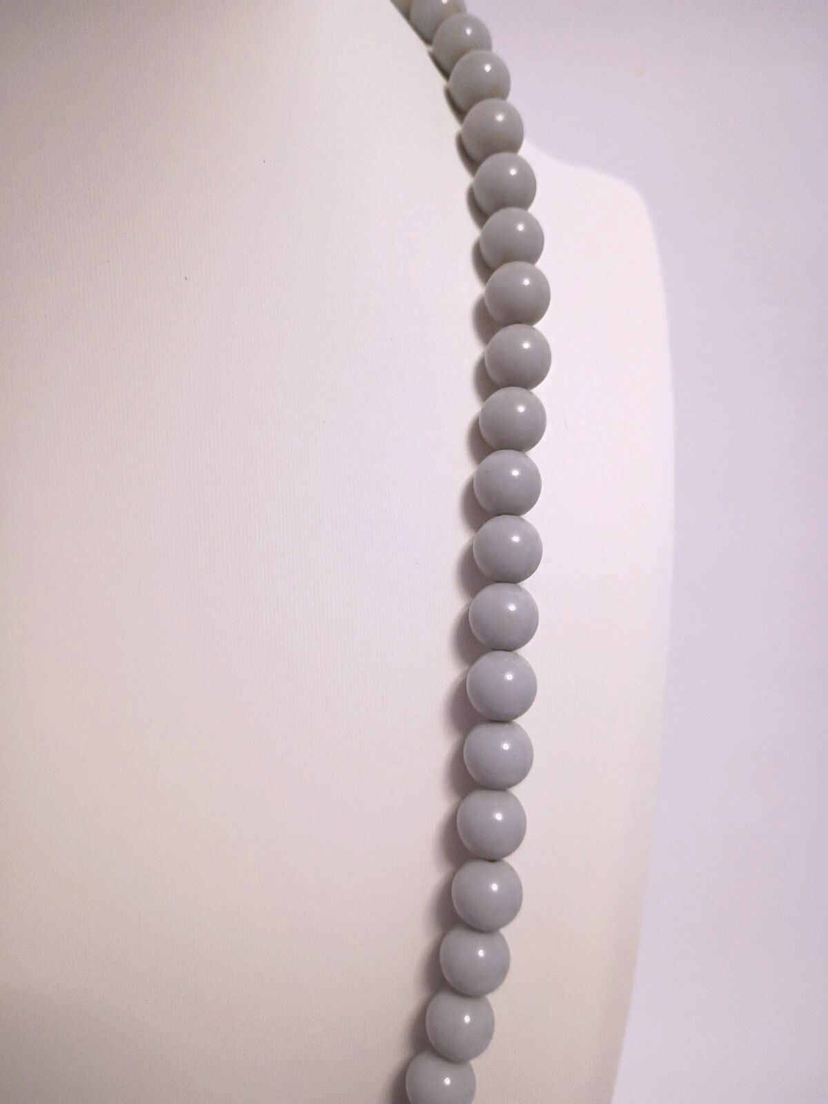 Vintage Light Gray Neutral Color Resin Beaded Necklace Work or Play for Holidays