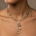 Vintage Chico's Mixed Metal Geometric Link Faceted Bead Necklace