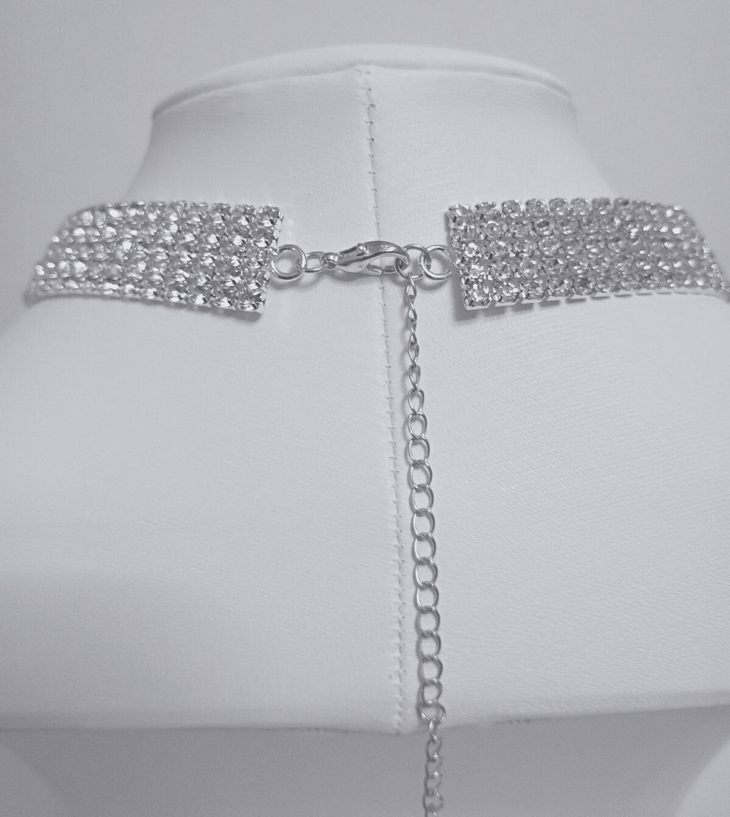 Vintage Glittery Rhinestone Mesh Choker Necklace Fashionable