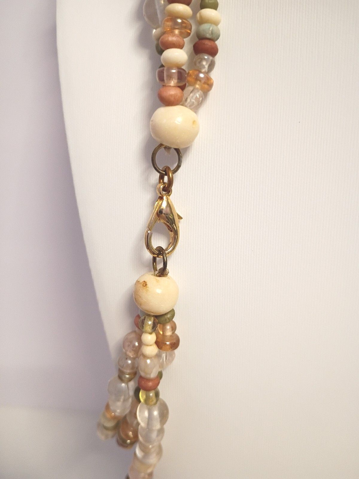 Vintage Beautiful Versatile Necklace, Triple Strand Multi Colors of Glass Beads