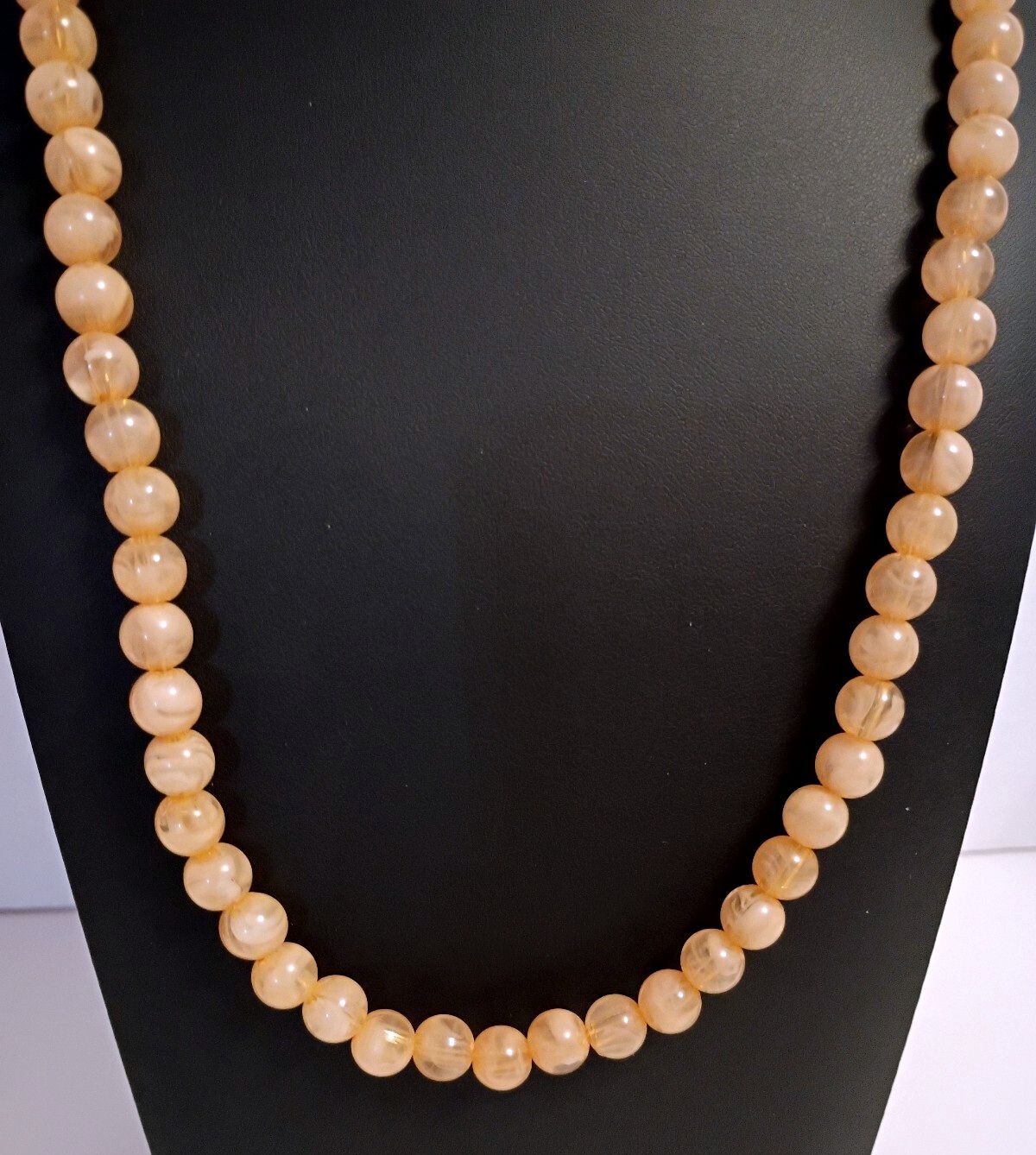 Vintage Peach Faux Pearl Strand Necklace 35 Inch